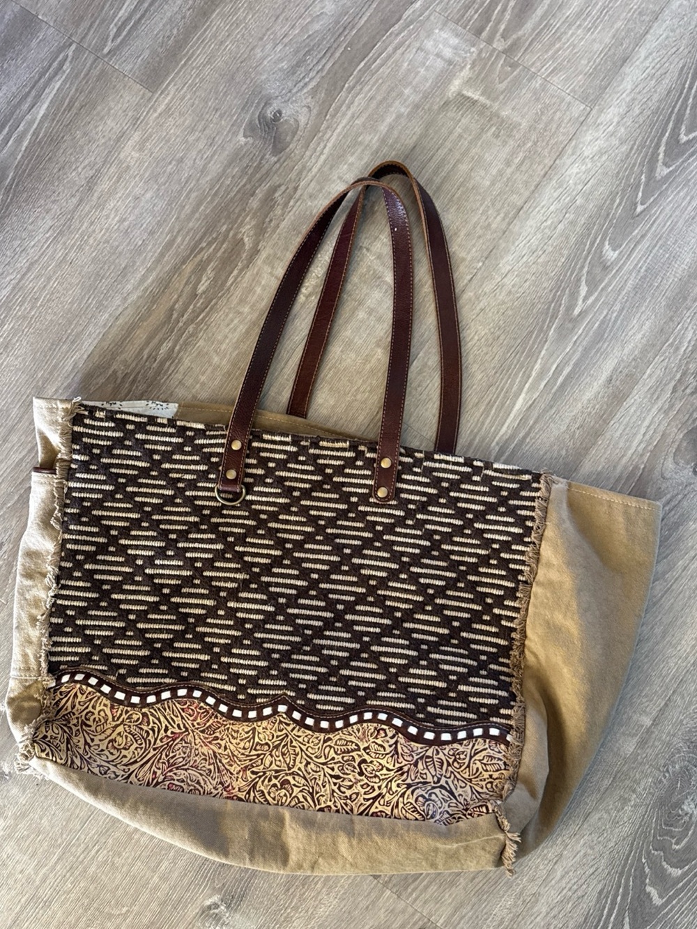 Myra Bag Oversized Canvas & Leather Weekender Tote Bag